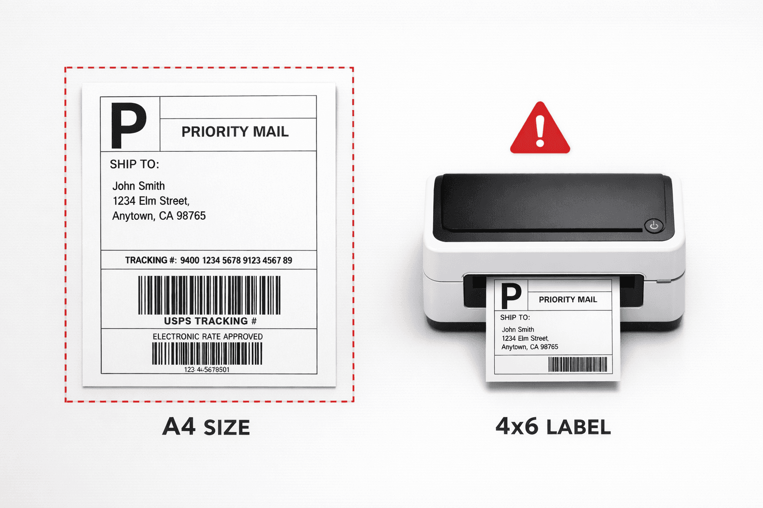 Bordereau Vinted imprimé au mauvais format