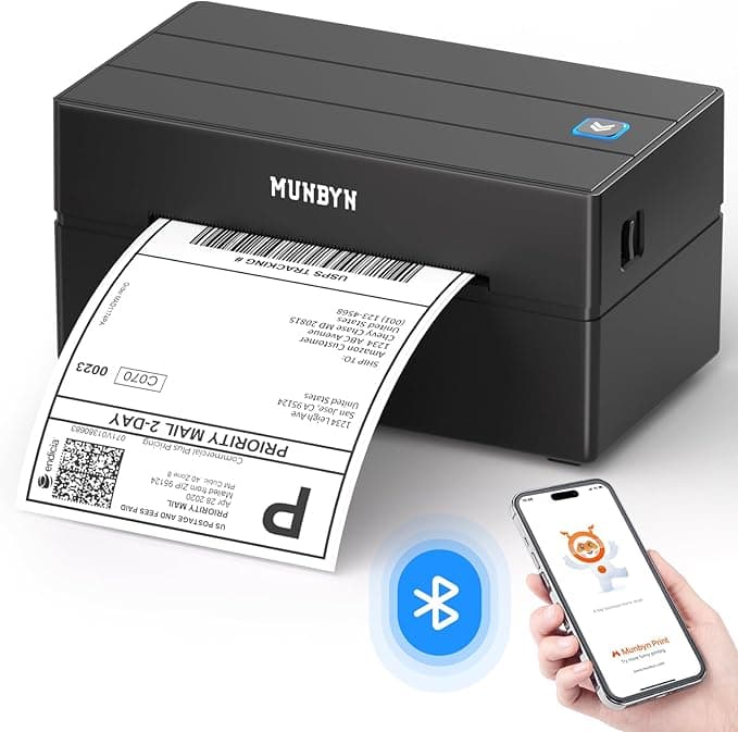 MUNBYN 130B - Imprimante thermique Bluetooth pour étiquettes Vinted
